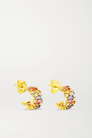 Gold 18-karat gold, sapphire and diamond hoop earrings | Suzanne Kalan | NET-A-PORTER