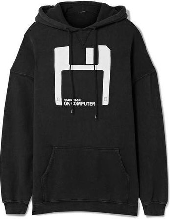 Oversized Printed Cotton And Lyocell-blend Hoodie - Black