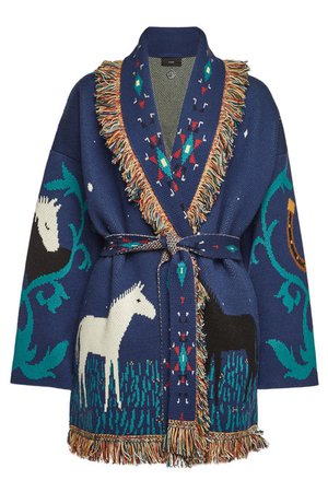 ALANUI - Horses in Love Cashmere Cardigan with Belt - multicolored