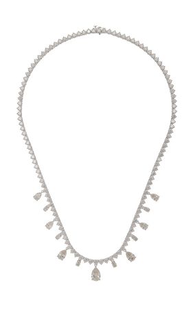 14k White Gold Pear & Oval Drop Vrai Created Diamond Tennis Necklace By Vrai | Moda Operandi