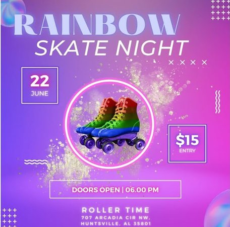 Rainbow Skate Night Roller Time - Alabama