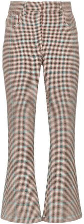 high-waisted houndstooth trousers