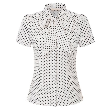 Belle Poque Women Shirt Summer Tops Polka Dots Shirt Tops Short Sleeve Stand Collar Bow Knot Decor Vintage Causal Blouse Female|Blouses & Shirts| - AliExpress