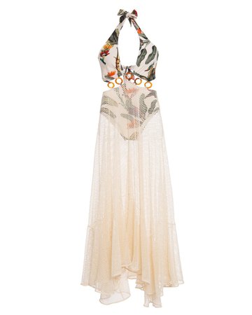 PatBO Tropical Print Mesh Beach Dress (Pre Order)
