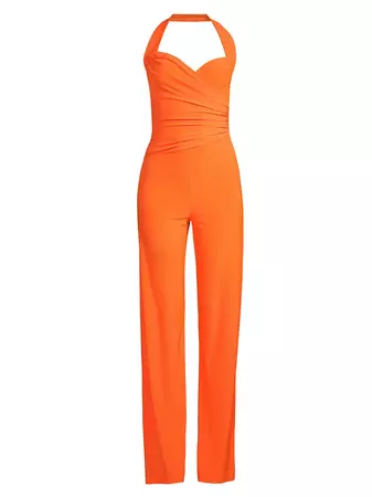 Shop Norma Kamali Cayla Halter Neck Straight-Leg Jumpsuit | Saks Fifth Avenue