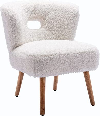 Amazon.com: KCC Desk Chair Furry, Modern Faux Fur Accent Chair for Teen Girls, Comfy Thick Cushion Chic Armless Side Chair with Solid Wood Legs for Living Dining Room, Home Vanity Makeup Chair No Wheel, White : Home & Kitchen