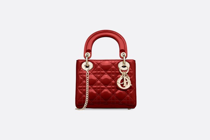 Mini Lady Dior Bag Cherry Red Patent Cannage Calfskin - Bags - Woman | DIOR