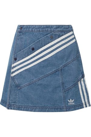 adidas Originals | + Daniëlle Cathari snap-embellished patchwork denim mini skirt | NET-A-PORTER.COM