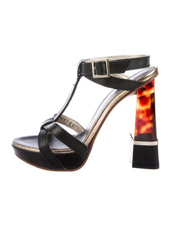 Dsquared² Leather Animal Print T-Strap Sandals - Shoes - DSQ42557 | The RealReal