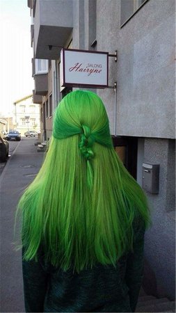 lime green half up hair