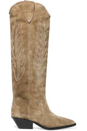 Isabel Marant | Denzy embroidered suede knee boots | NET-A-PORTER.COM