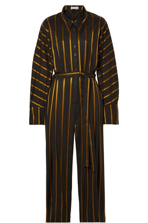 palmer//harding | Solo belted striped metallic jacquard jumpsuit | NET-A-PORTER.COM