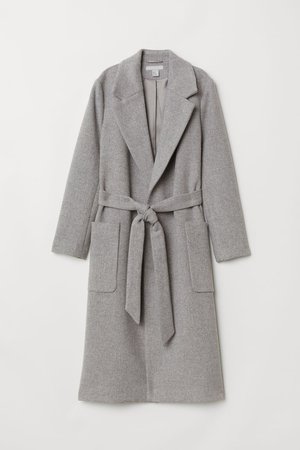 Coat with a tie belt - Light grey - Ladies | H&M