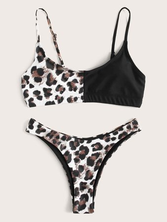 Cheetah print half bikini Shien