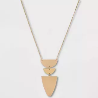 Flat Geometric Brass And Worn Gold Pendant Necklace - Universal Thread™ Gold : Target