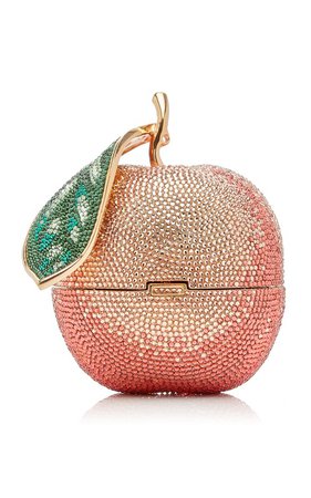 Peach Crystal-Embellished Gold-Tone Clutch by Judith Leiber Couture | Moda Operandi