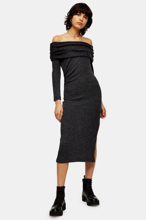 Grey Cut And Sew Bardot Midi Dress | Topshop