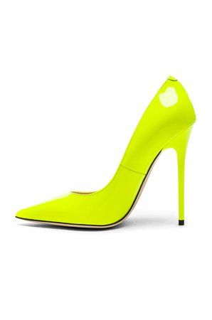 Jimmy Choo Neon Patent Leather Anouk Heels in Shocking Yellow | FWRD