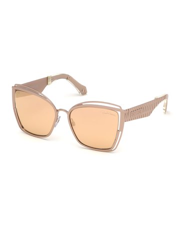 Roberto Cavalli Cutout Cat-Eye Mirrored Sunglasses | Neiman Marcus