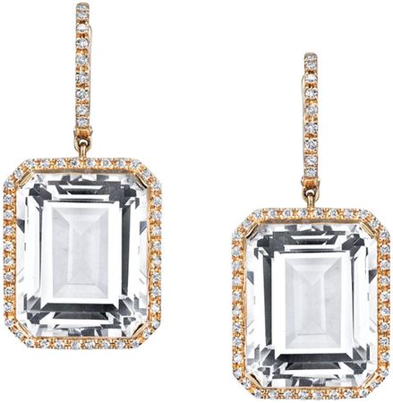 Portrait White Topaz & Diamond Drop Earrings