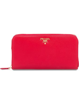 Shop Prada logo-plaque zip-around wallet with Express Delivery - FARFETCH