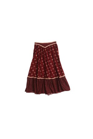 70s deep red prairie skirt