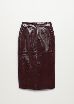 Pencil patent skirt - Women | Mango USA brown