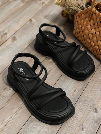 Women's Thick Heel Platform Wedge Sandals, Summer 2023 New Arrivals, Outdoor Beach Roman Style Slippers | SHEIN