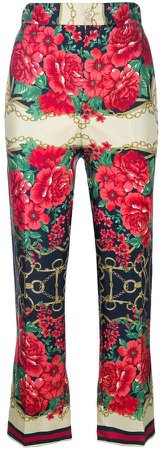 floral chain print trousers