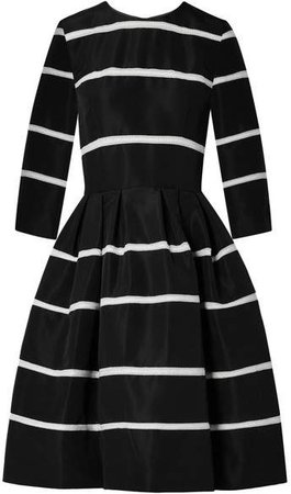 Crochet-trimmed Pleated Silk-faille Dress - Black