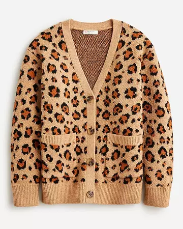J.Crew: Girls' V-neck Cardigan Sweater In Leopard For Girls