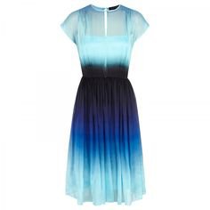 Jonathan Saunders Carlton Printed Silk Dress in Blue