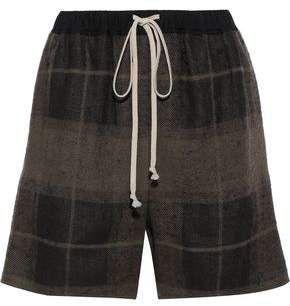 Checked Linen And Camel-blend Shorts