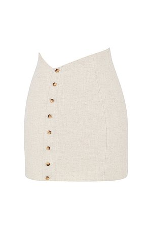 'Manhattan' Beige Linen Asymmetric Mini Skirt - Mistress Rock