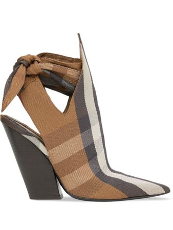 Burberry Tie Detail Check Mules - Farfetch