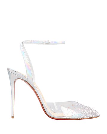Christian Louboutin 100mm Spikaqueen Iridescent Red Sole Pumps | Neiman Marcus