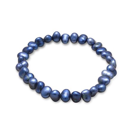 Deelytes Collections Dark Blue Cultured Freshwater Pearl Stretch Bracelet