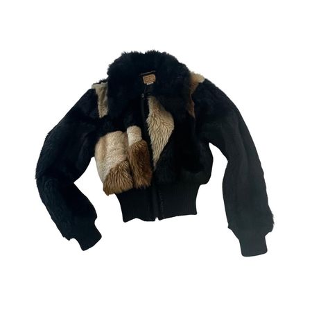 Miss sixty faux fur y2k zip up bomber jacket