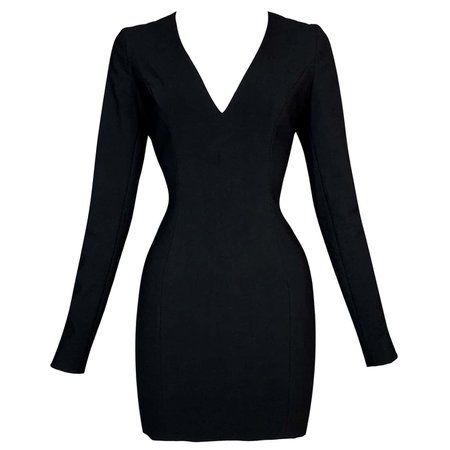 *clipped by @luci-her* F/W 1997 John Galliano Black Bodycon L/S Mini Dress For Sale at 1stDibs