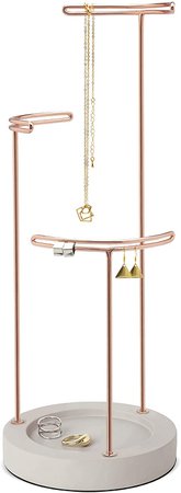 Amazon.com: Umbra Tesora 3-Tier Jewelry Stand, Earring Holder, Accessory Organizer and Display, Concrete/Copper: Home & Kitchen