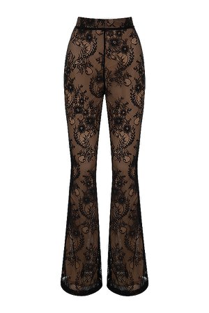 Clothing : Trousers : 'Ivy' Black Lace High Waist Trousers