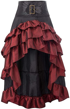 Amazon.com: SCARLET DARKNESS Womens Boho Skirts Victorian Steampunk Costume Ruffled Wine 2XL: Clothing