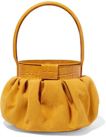 REJINA PYO - Chef Suede And Croc-effect Leather Tote - Mustard