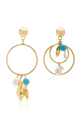 Gold-Plated, Pearl and Howlite Earrings by ABI Project | Moda Operandi