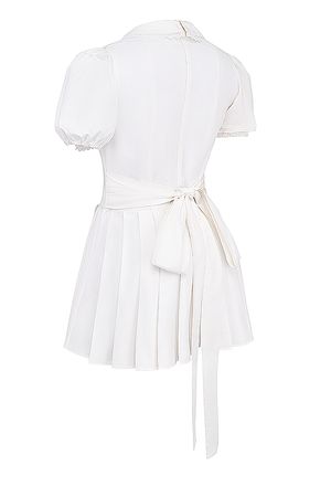 Clothing : Mini Dresses : 'Piera' White Pleated Mini Dress