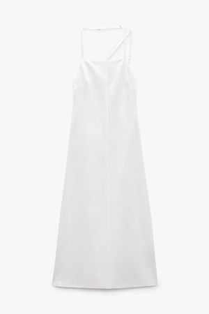 OPEN BACK LINEN BLEND DRESS - White | ZARA United States