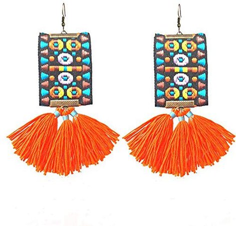 Buy OOMPH Jewellery Orange Tassel African Tribal Motif Drop Fashion Earrings For Women & Girls True Tassel Collection (ESSK19R1) - Orange, Black, White, Green, Yellow Online at Low Prices in India | Amazon Jewellery Store - Amazon.in
