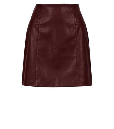 Burgundy Leather-Look Mini Skirt | New Look