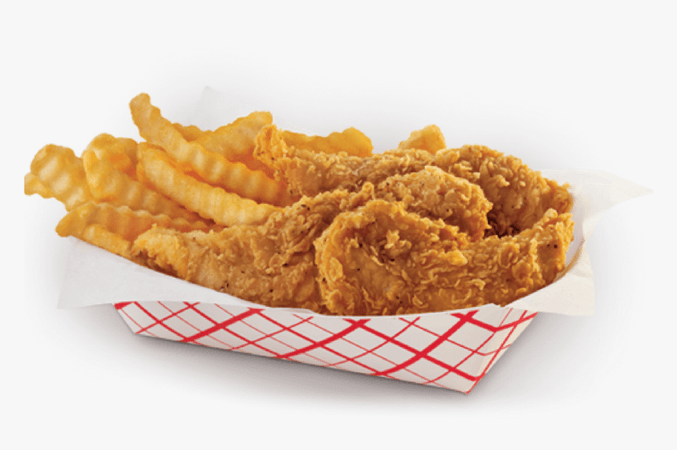 Chicken Strips And Crinkle Fries, HD Png Download - kindpng