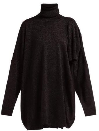 Triple Roll Neck Sweater Dress - Womens - Black